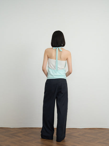 draped halter top