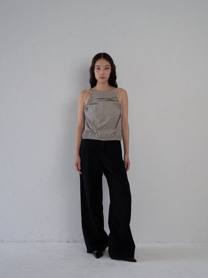string shoulder wrinkle tops