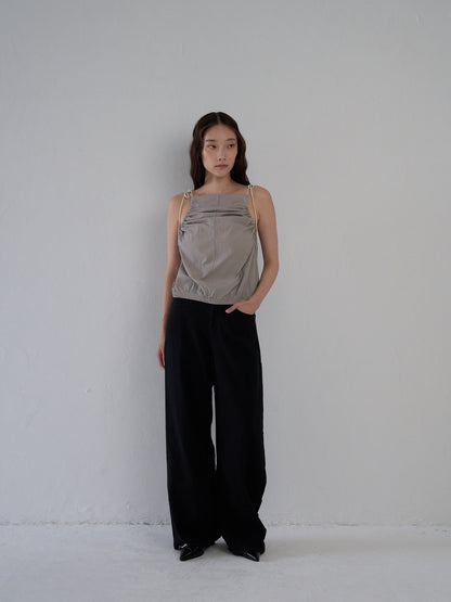 string shoulder wrinkle tops