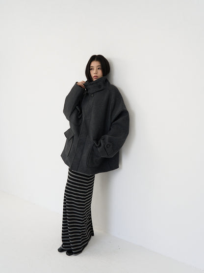 flap pocket wool coat