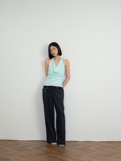 draped halter top