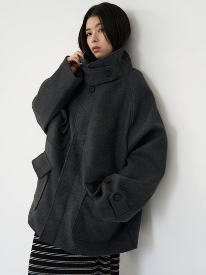 flap pocket wool coat