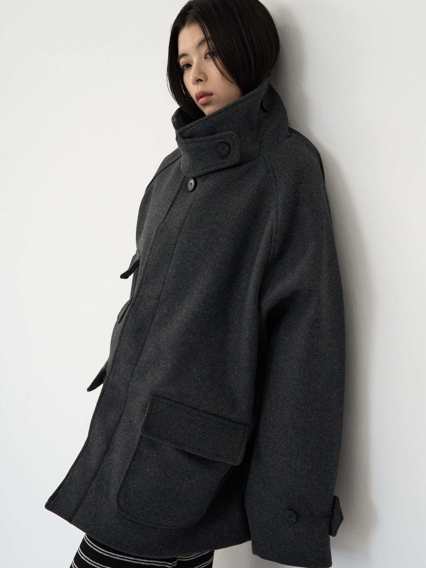 flap pocket wool coat