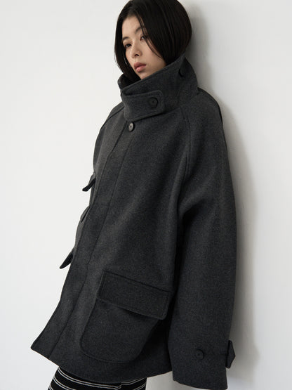 flap pocket wool coat