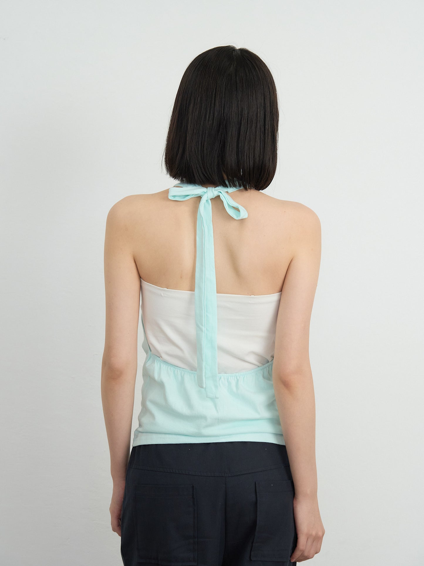 draped halter top