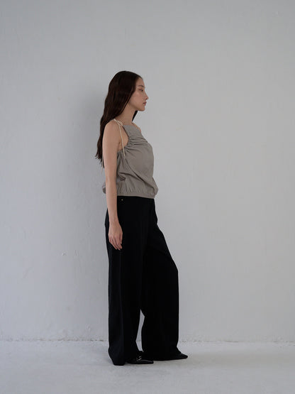 string shoulder wrinkle tops