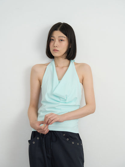 draped halter top