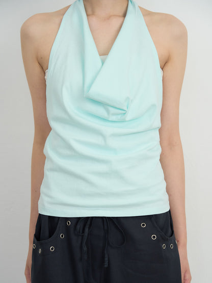 draped halter top