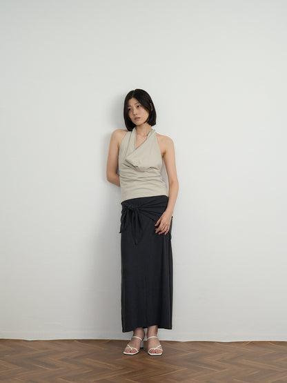 draped halter top