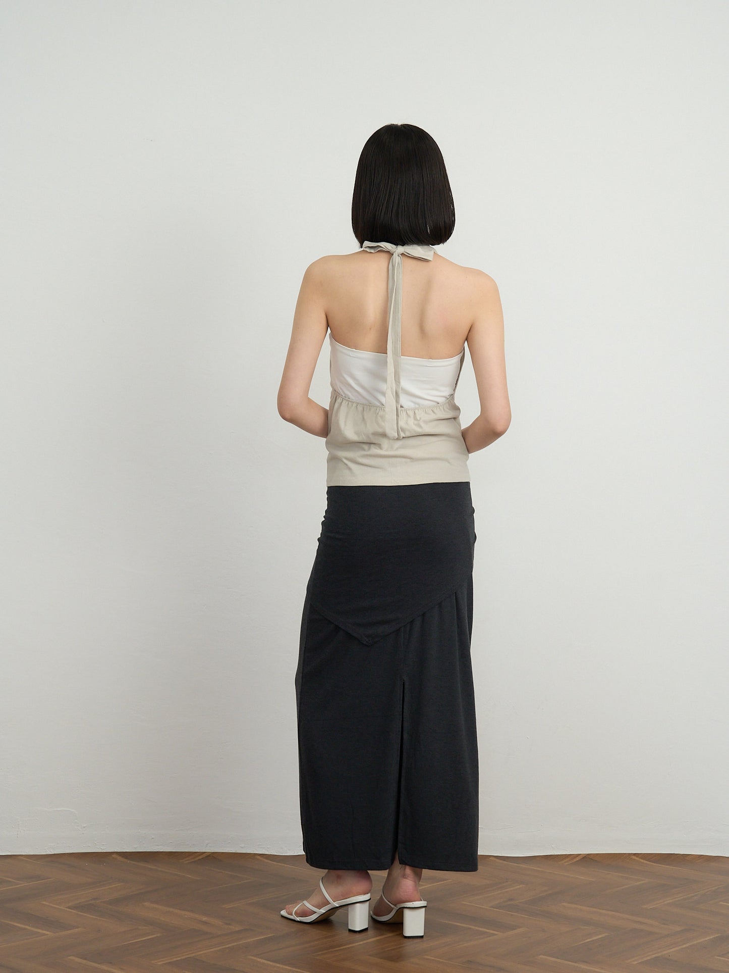 draped halter top