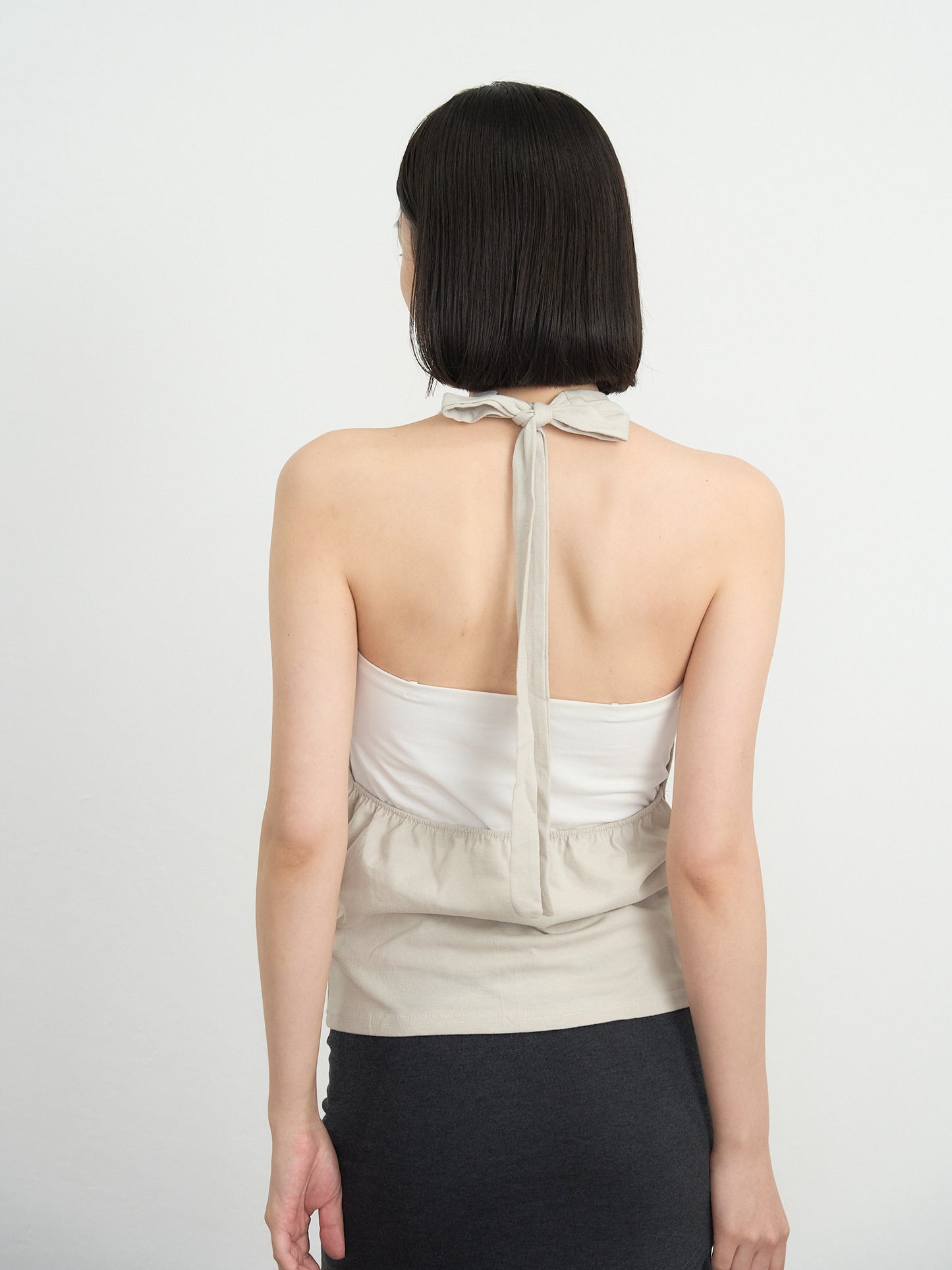 draped halter top