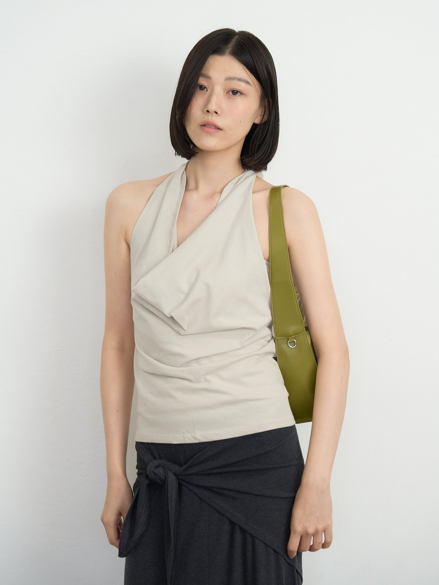draped halter top