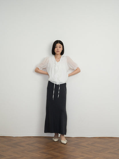 frill puff blouse