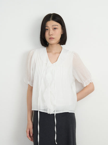 frill puff blouse