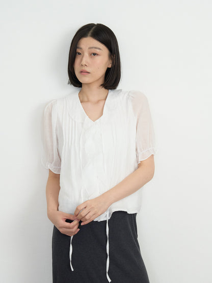 frill puff blouse