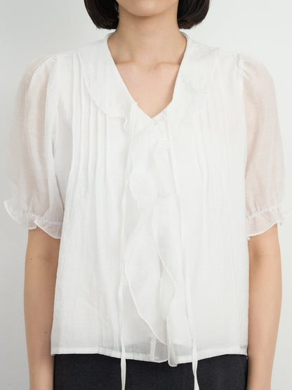 frill puff blouse
