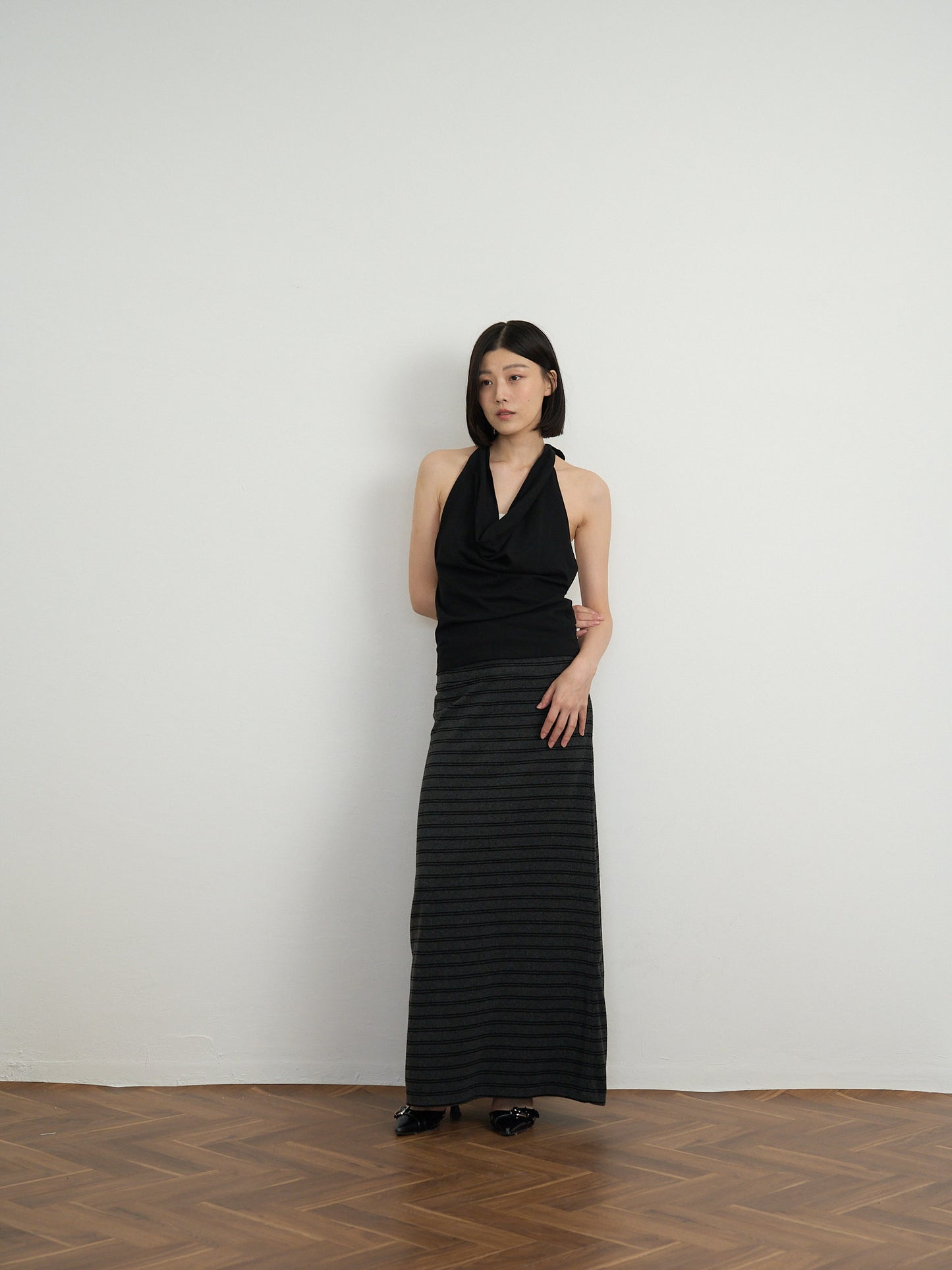 draped halter top
