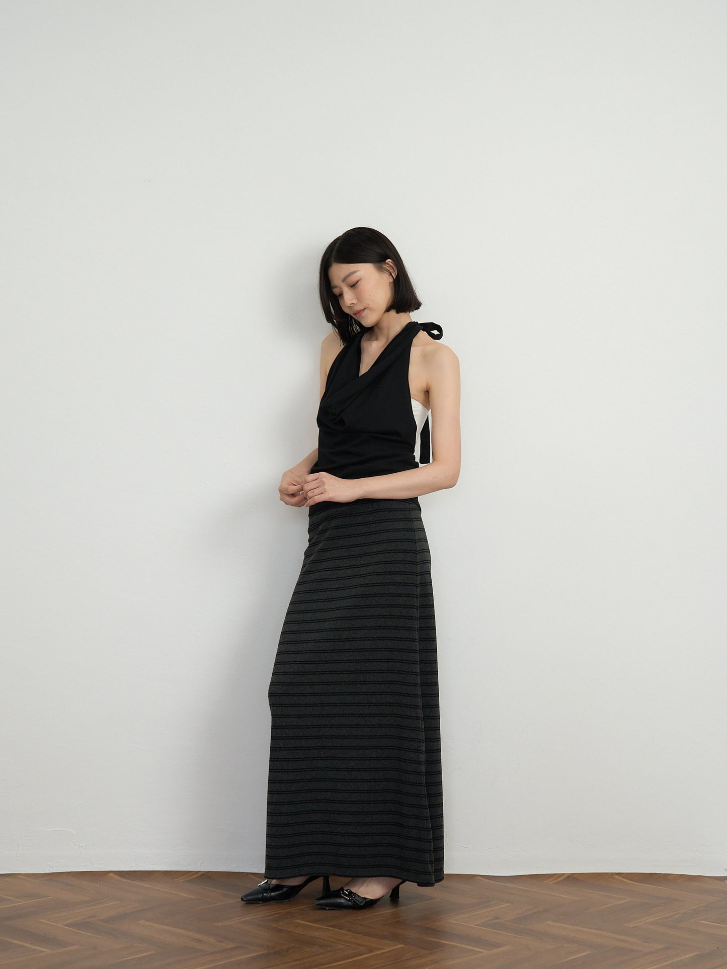 draped halter top