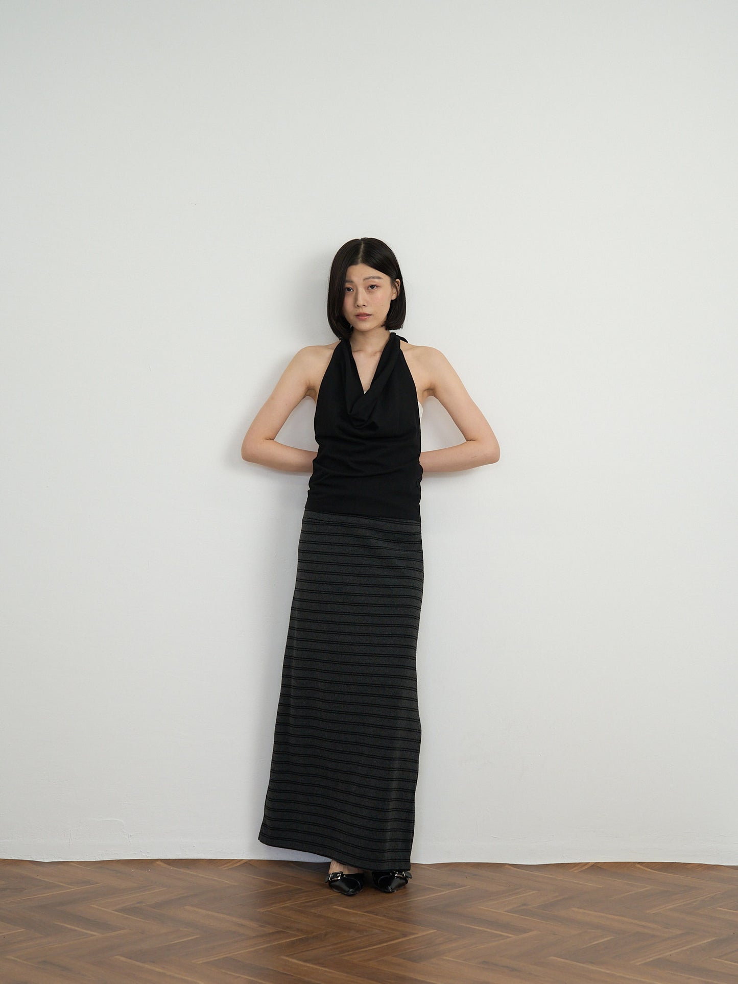 draped halter top