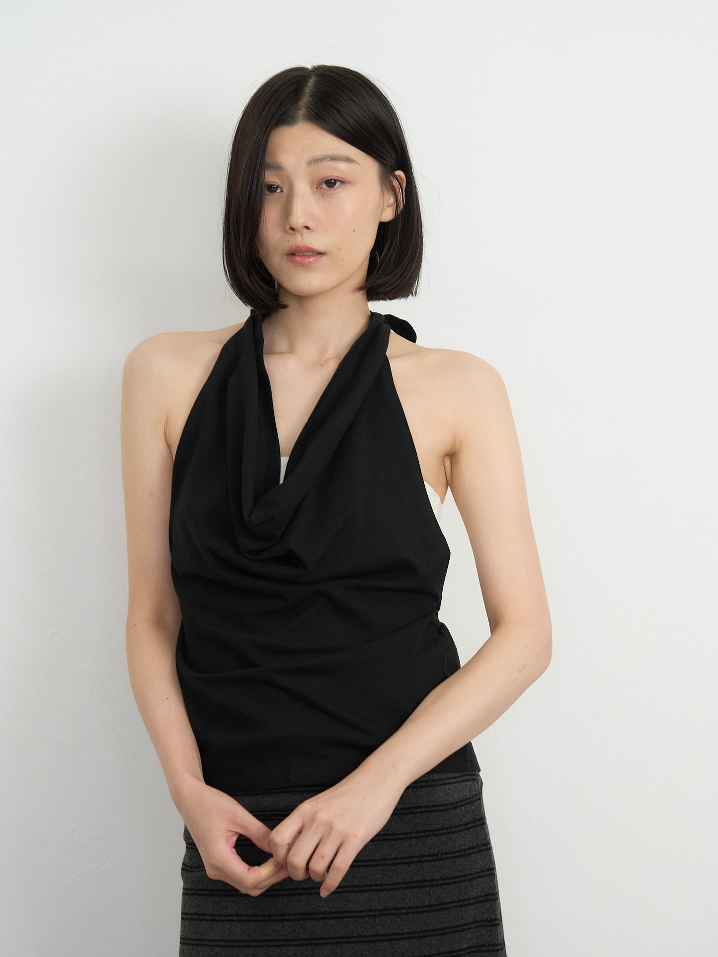draped halter top