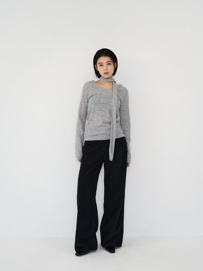 scarf sheer knit top