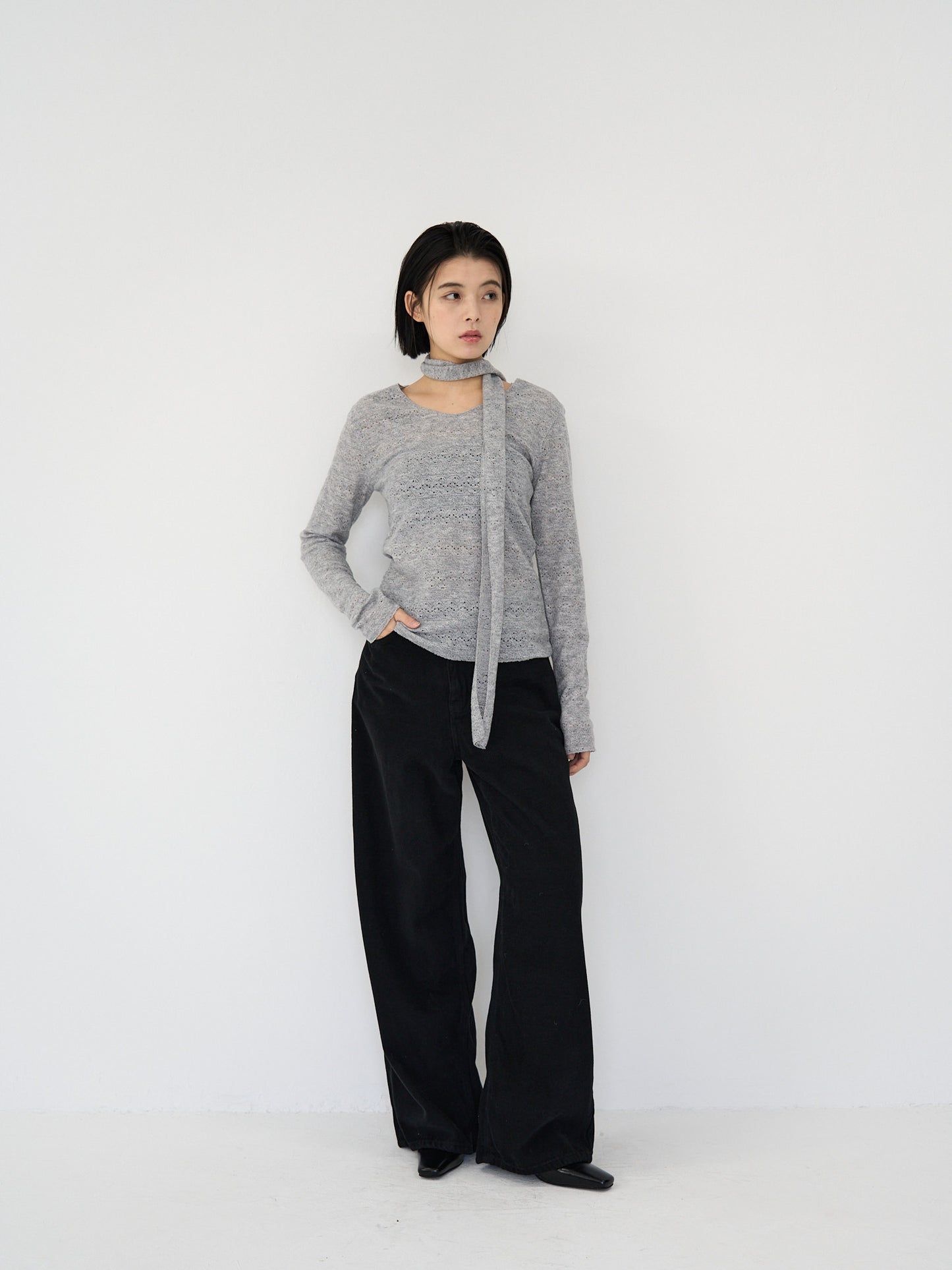 wool wide pants