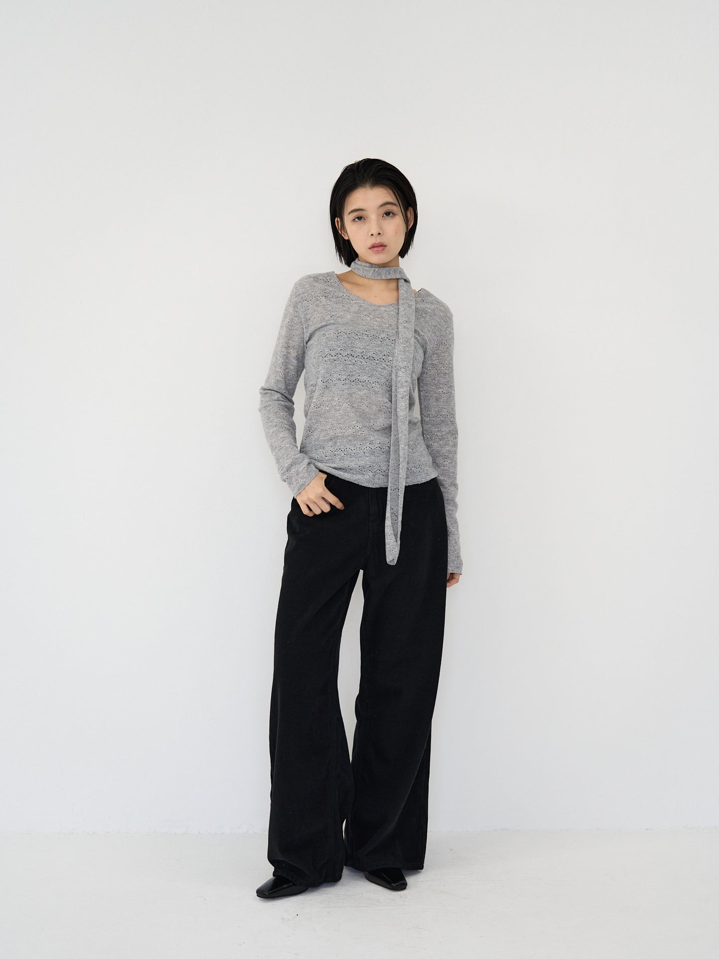 wool wide pants