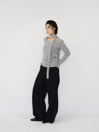 wool wide pants