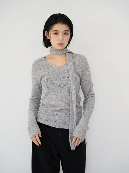 scarf sheer knit top