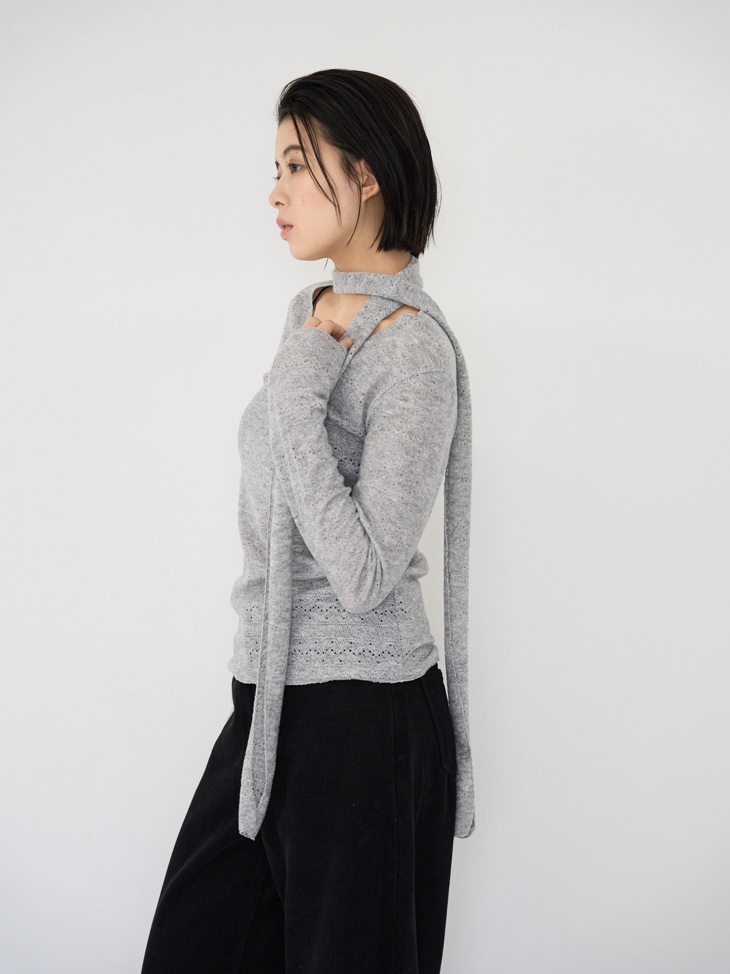 scarf sheer knit top