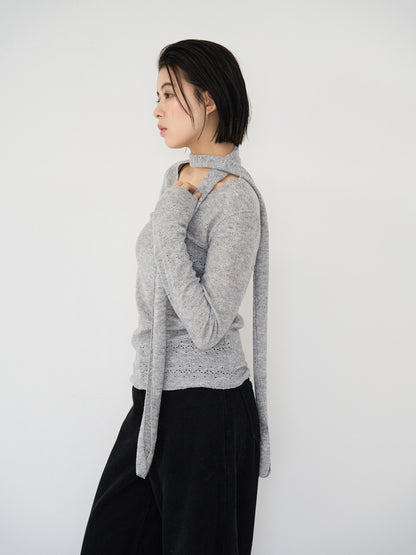 scarf sheer knit top