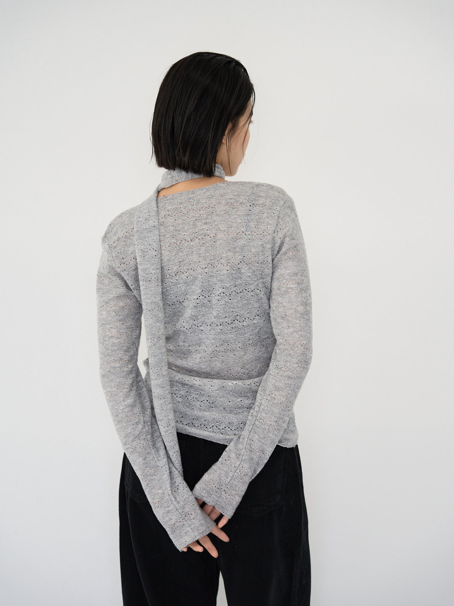 scarf sheer knit top