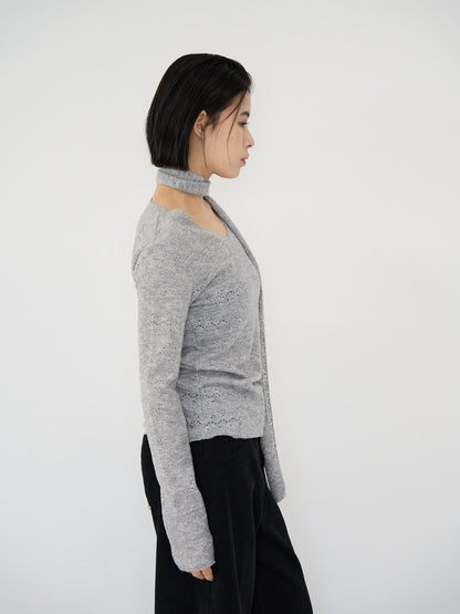 scarf sheer knit top