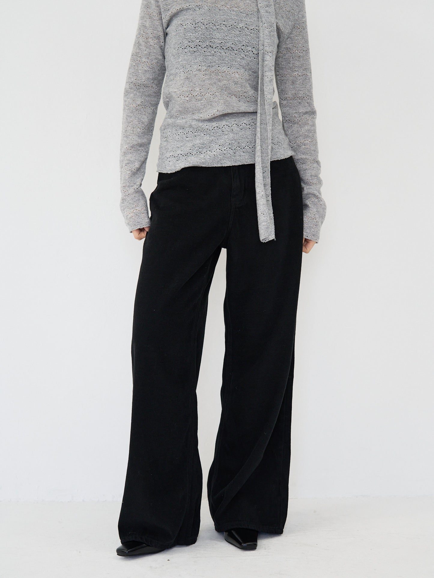 wool wide pants