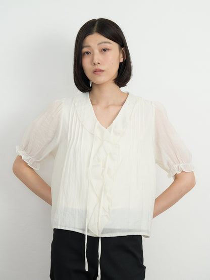 frill puff blouse