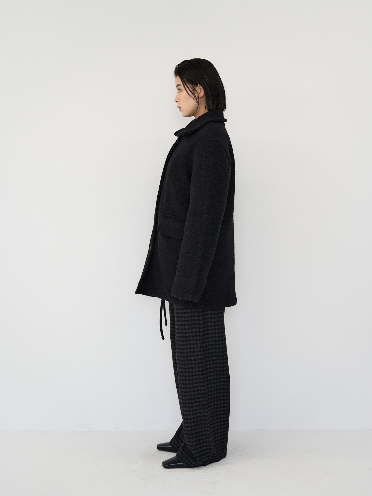 boucle wool midi coat