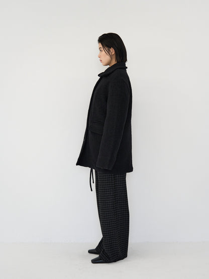 boucle wool midi coat
