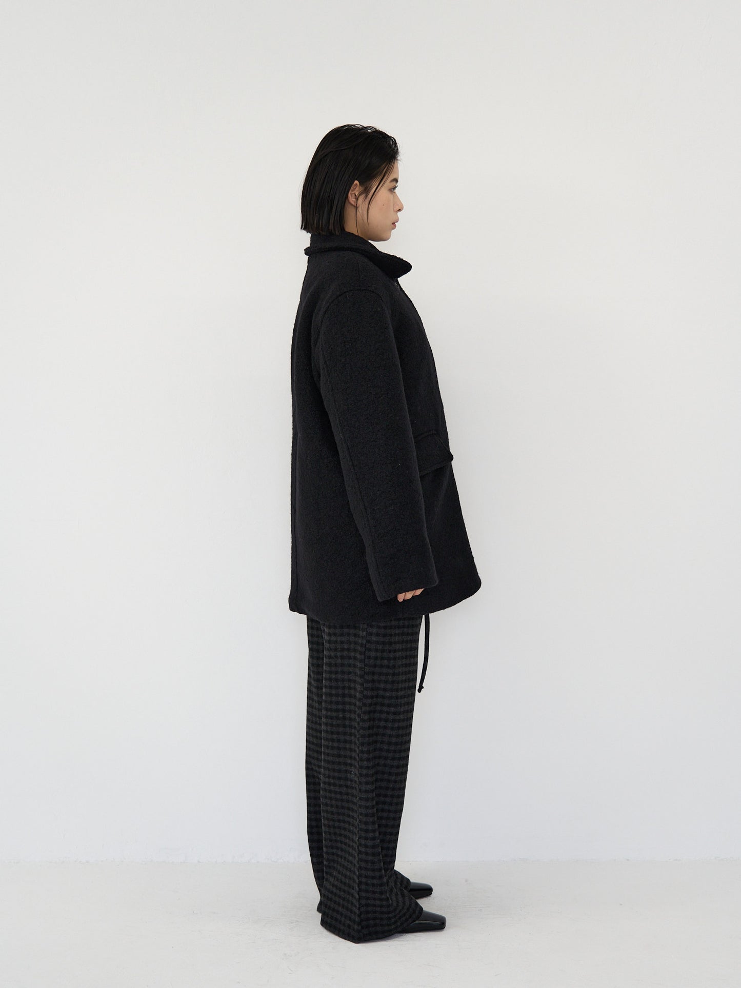 boucle wool midi coat