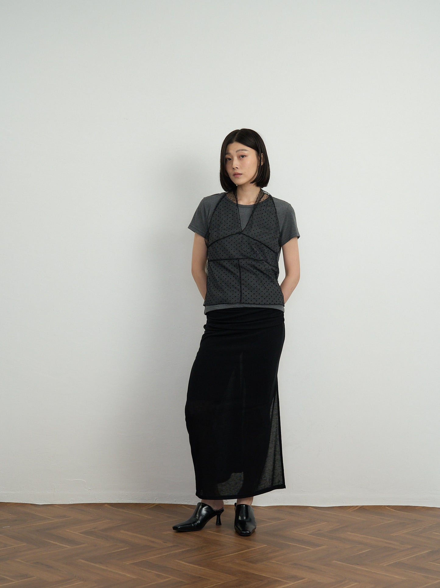 sheer dot layered tee