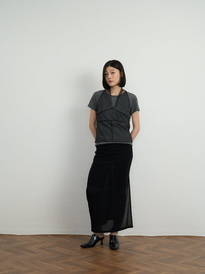 sheer dot layered tee