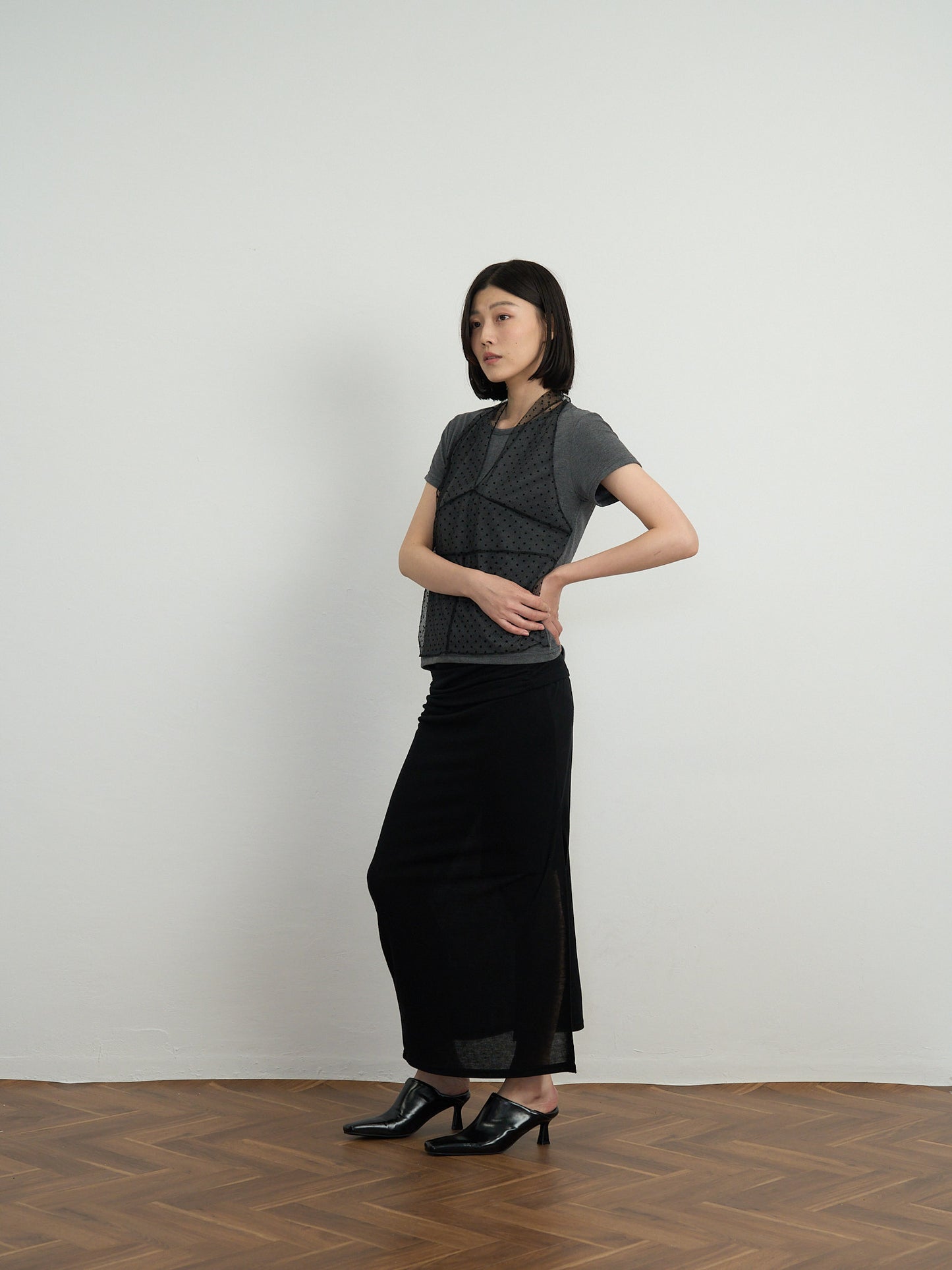 sheer dot layered tee