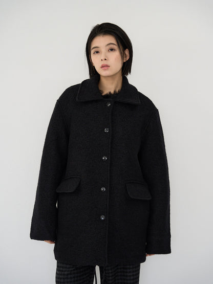 boucle wool midi coat