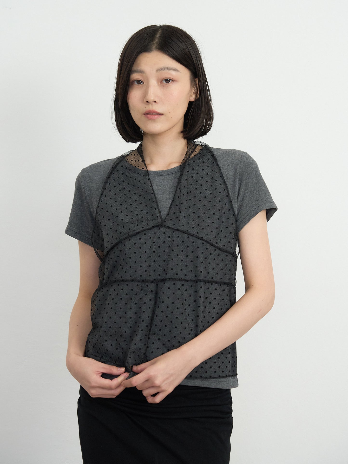 sheer dot layered tee