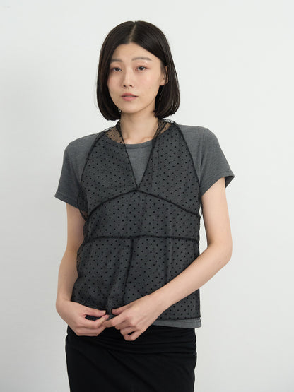 sheer dot layered tee