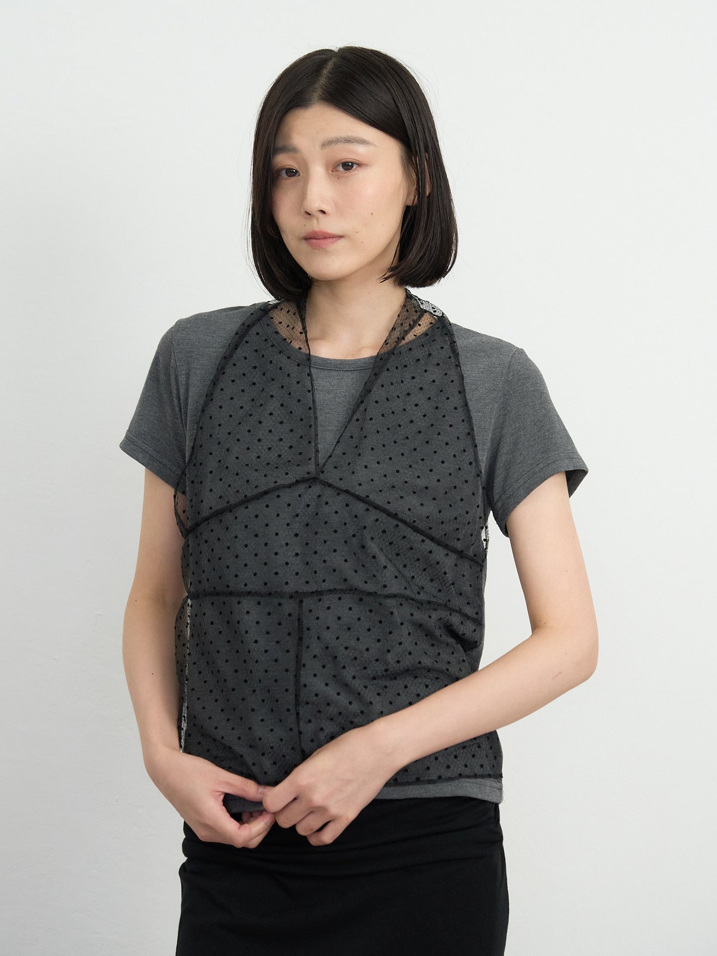 sheer dot layered tee