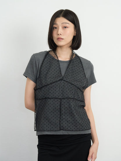 sheer dot layered tee