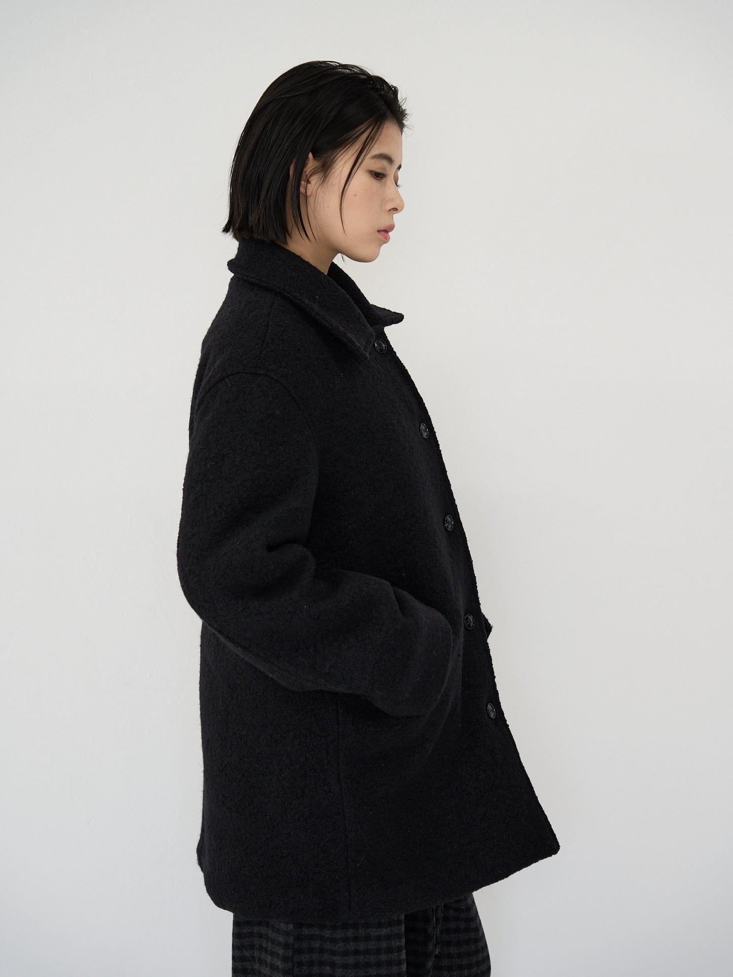 boucle wool midi coat
