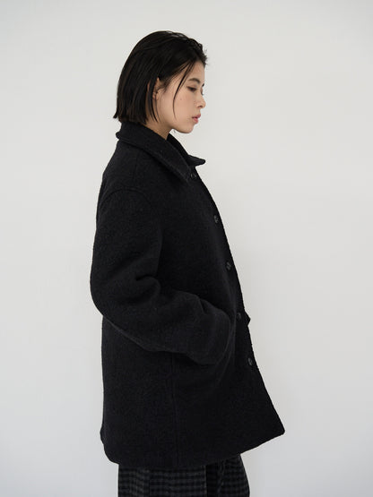 boucle wool midi coat