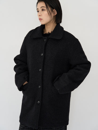 boucle wool midi coat