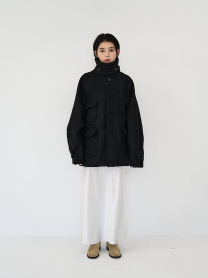 flap pocket wool coat